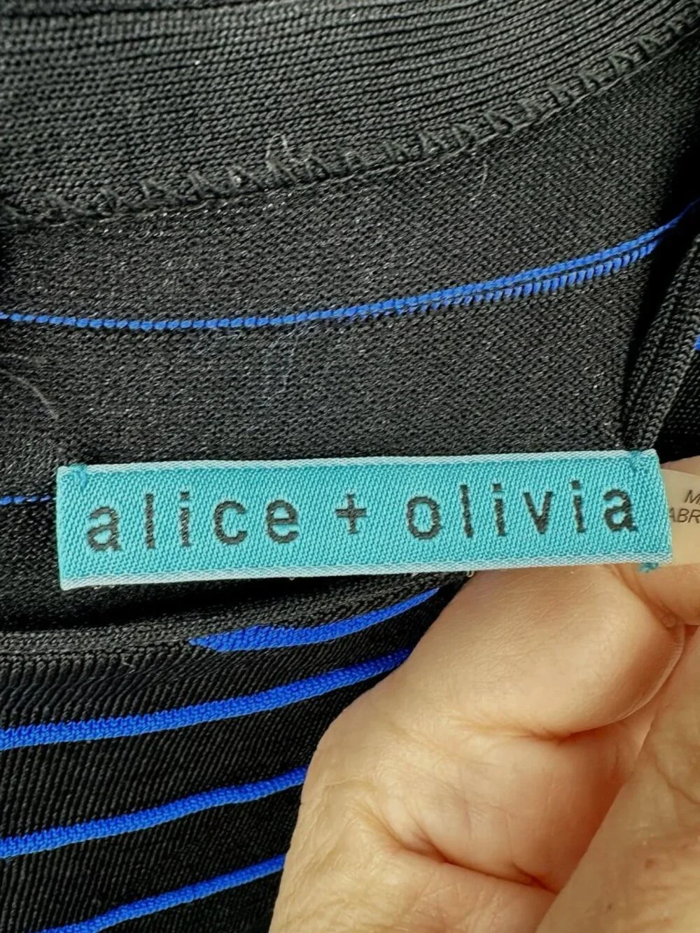 ALICE + OLIVIA dress sheath shift striped blue SMALL sleeveless knit beach - Picture 8 of 10